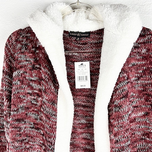 ALMOST FAMOUS | Faux Fur Trim Thin Knit Cardigan Sweater Hoodie - Picture 6 of 10